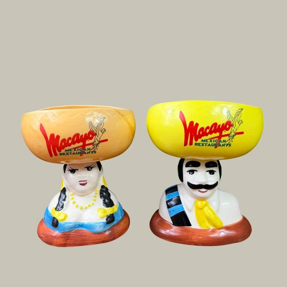 Macayo's Mexican Restaurants Margarita Mug Set, Ceramic Salsa, Chips, guacamole